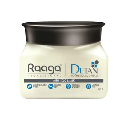 Raaga Professional De-Tan Pack | Tan Removal Cream with Kojic and Milk | Dermatologically Tested, Peroxide Free, Hydroquinone Free, Sulphate Free (500 gm)