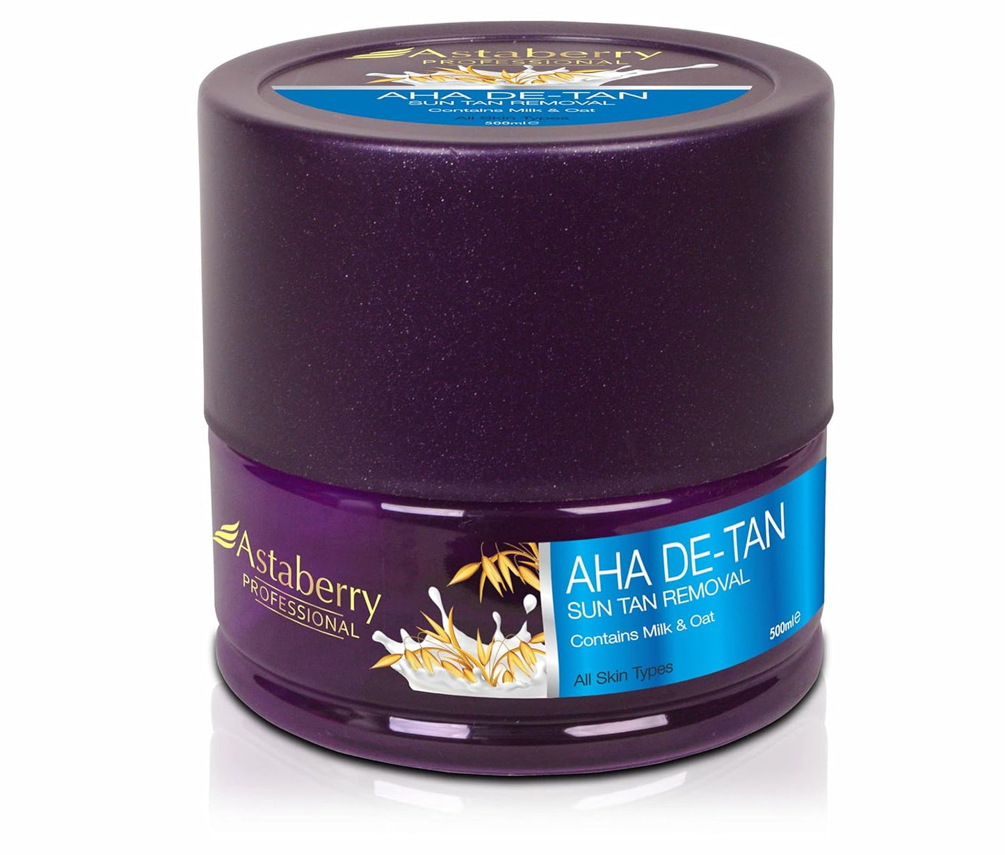 Astaberry Professional Aha De-tan Face Mask for Sun Tan Removal - Skin Brightening Therapy Ultimate Glow | Removes dark spots | Lighter skin tone | All Skin Types | Contains Milk & Oats - 500ml