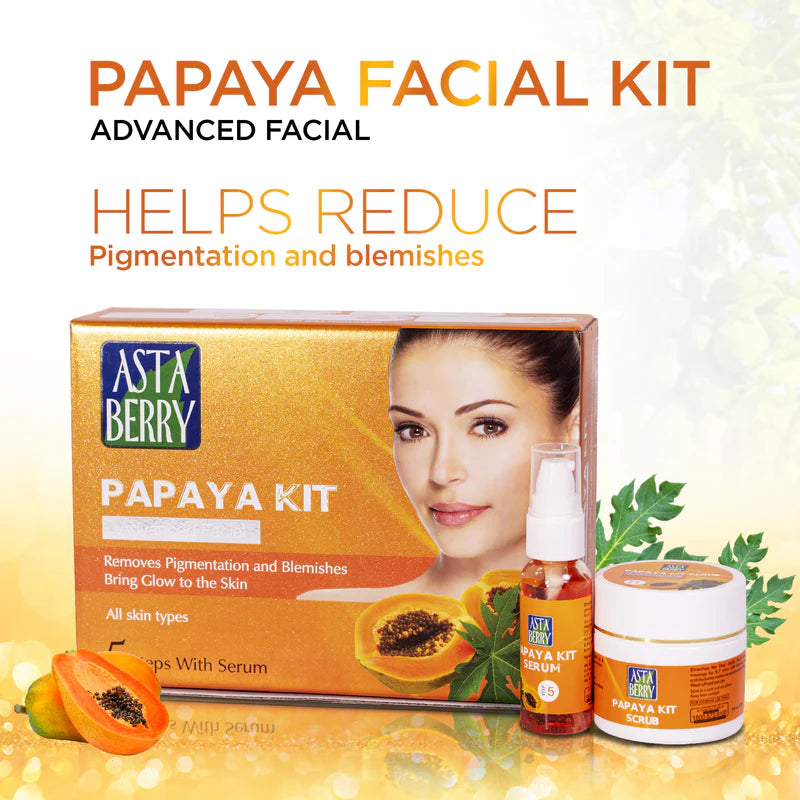 ASTA BERRY - Papaya Facial Kit | Helps reduce Pigmentation & Blemishes - 100 ML