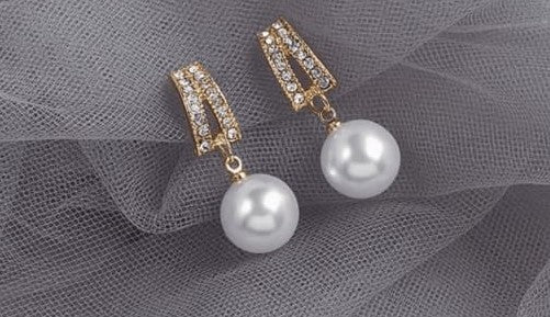 'A' Shape Pearl Drop Korean earrings