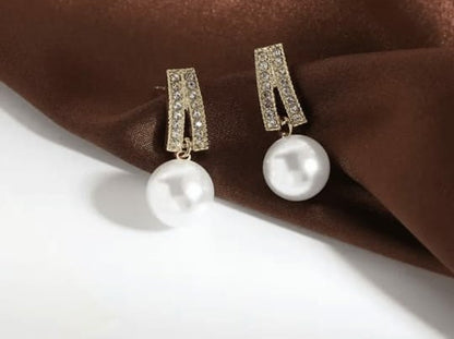 'A' Shape Pearl Drop Korean earrings