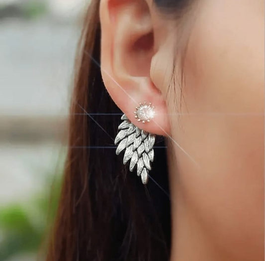 Silver Coated feather share Korean studs