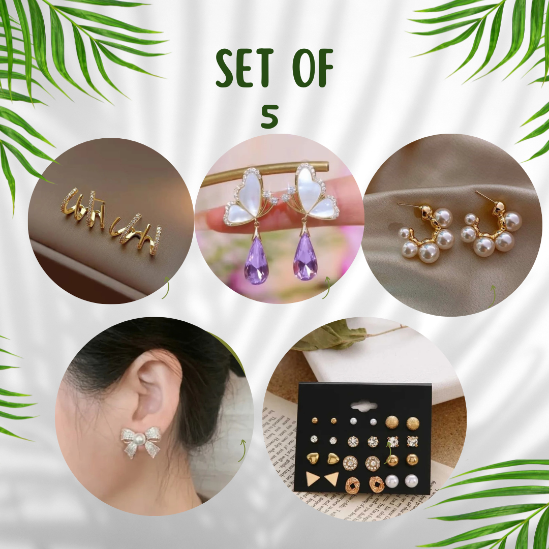 Earrings - Set of 5 (Get 1 Extra Free!)