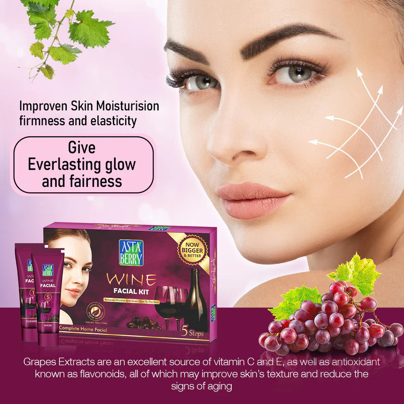 ASTA BERRY - Wine Mini Facial Kit | For Glow & Brighter Skin tone(100ml)